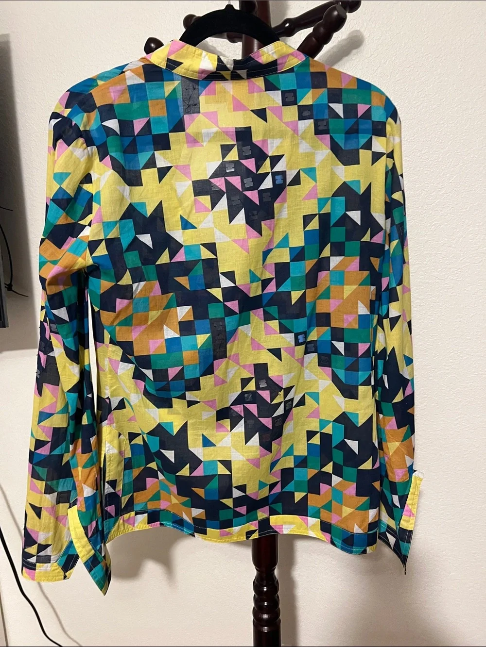 Tory Burch Multicolor Geometric V-Neck Long Sleeve Top